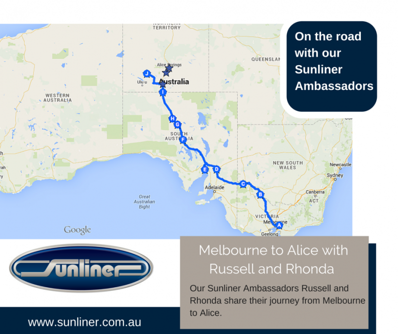 On the Road with Sunliner Ambassadors Rhonda and Russell  - Melbourne  to Alice